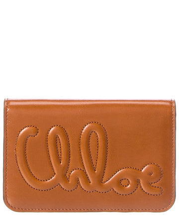 Chloe Logo Leather Card Case