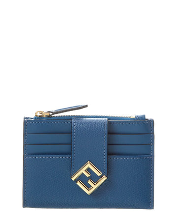 Fendi Ff Diamonds Zip Leather Card Case