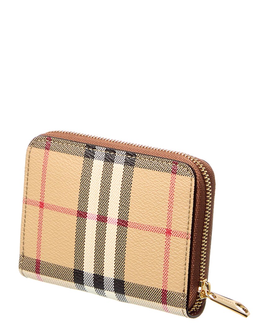 Burberry Check Small E-Canvas & Leather Coin Purse