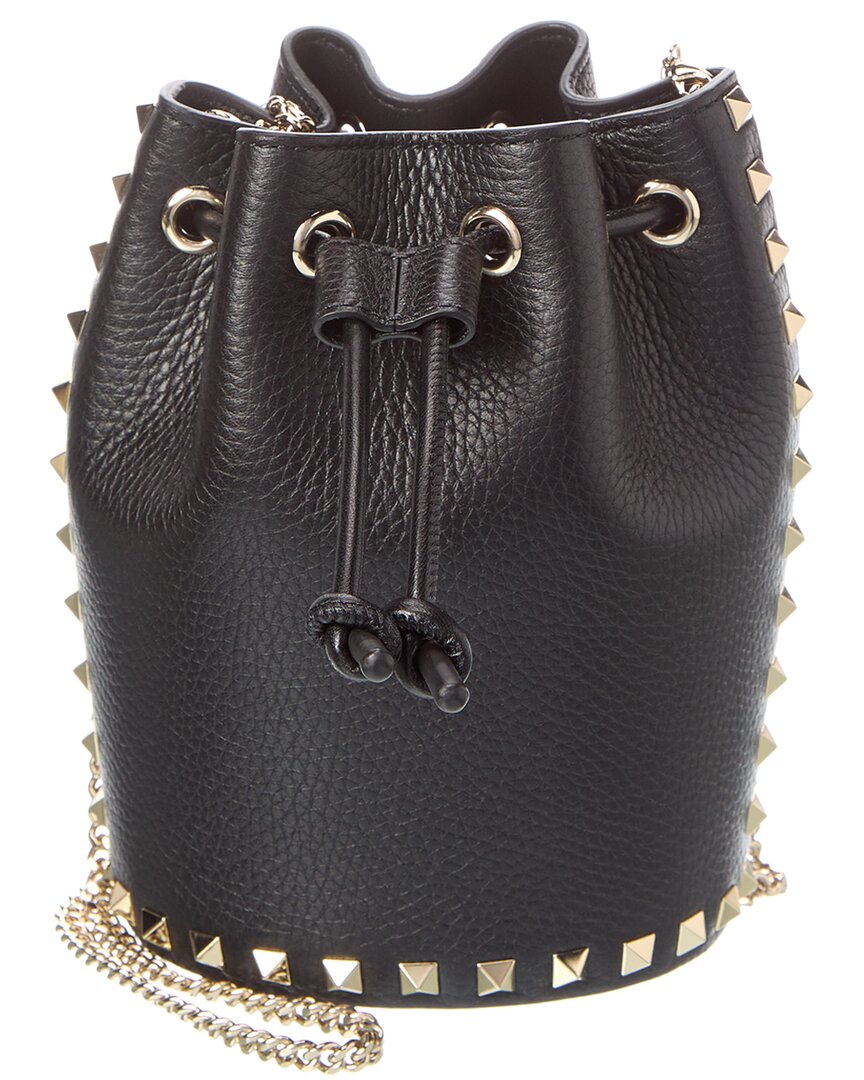 Valentino Rockstud Grainy Leather Bucket Bag