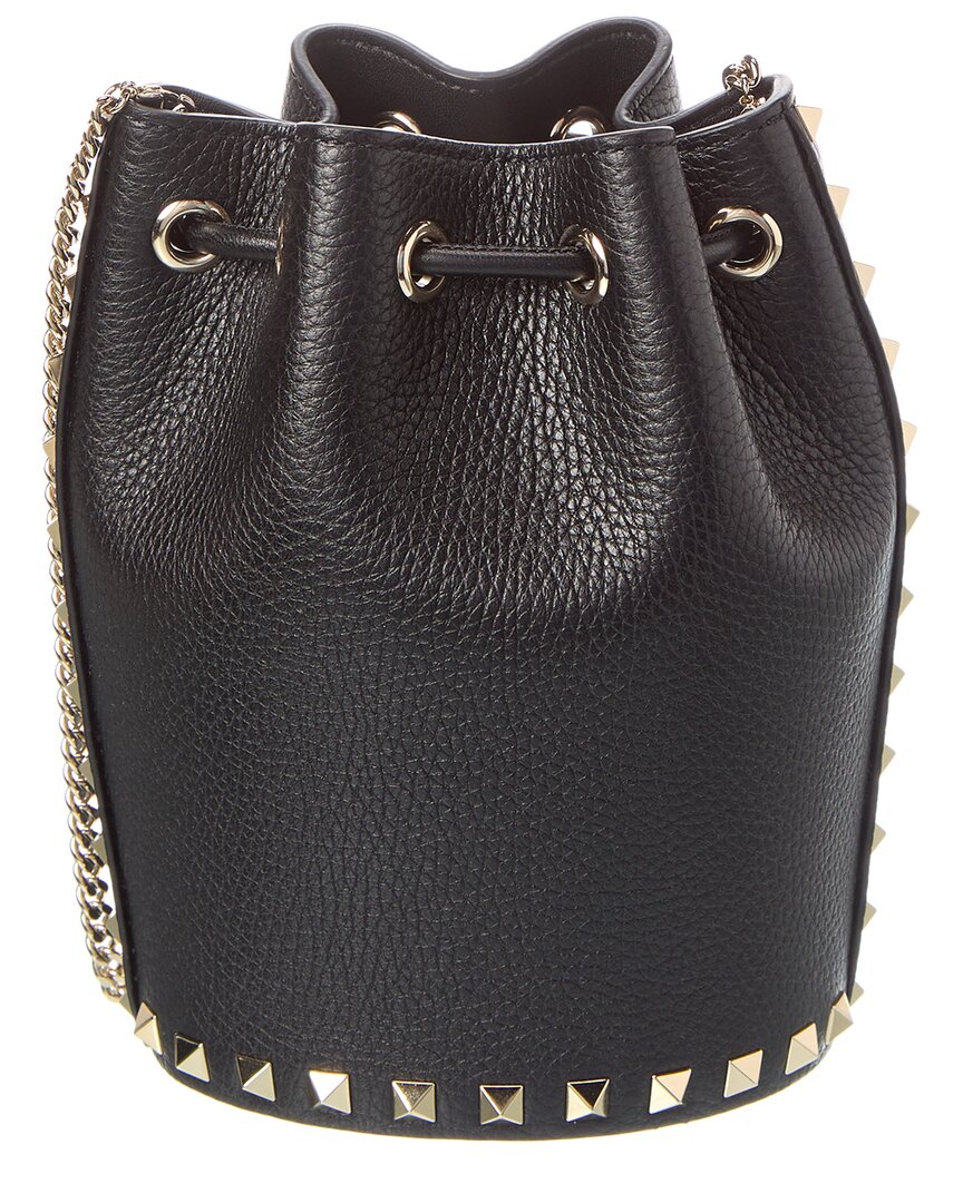 Valentino Rockstud Grainy Leather Bucket Bag