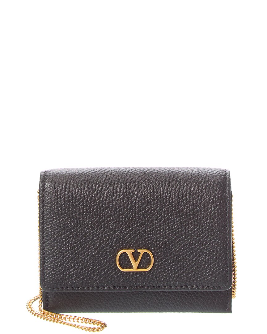 Valentino Vlogo Leather Card Holder