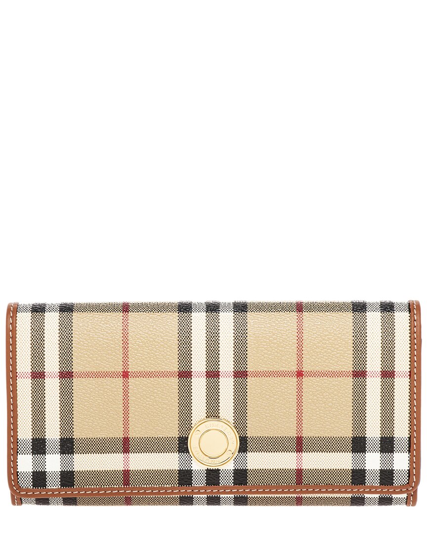 Burberry Check E-Canvas & Leather Continental Wallet