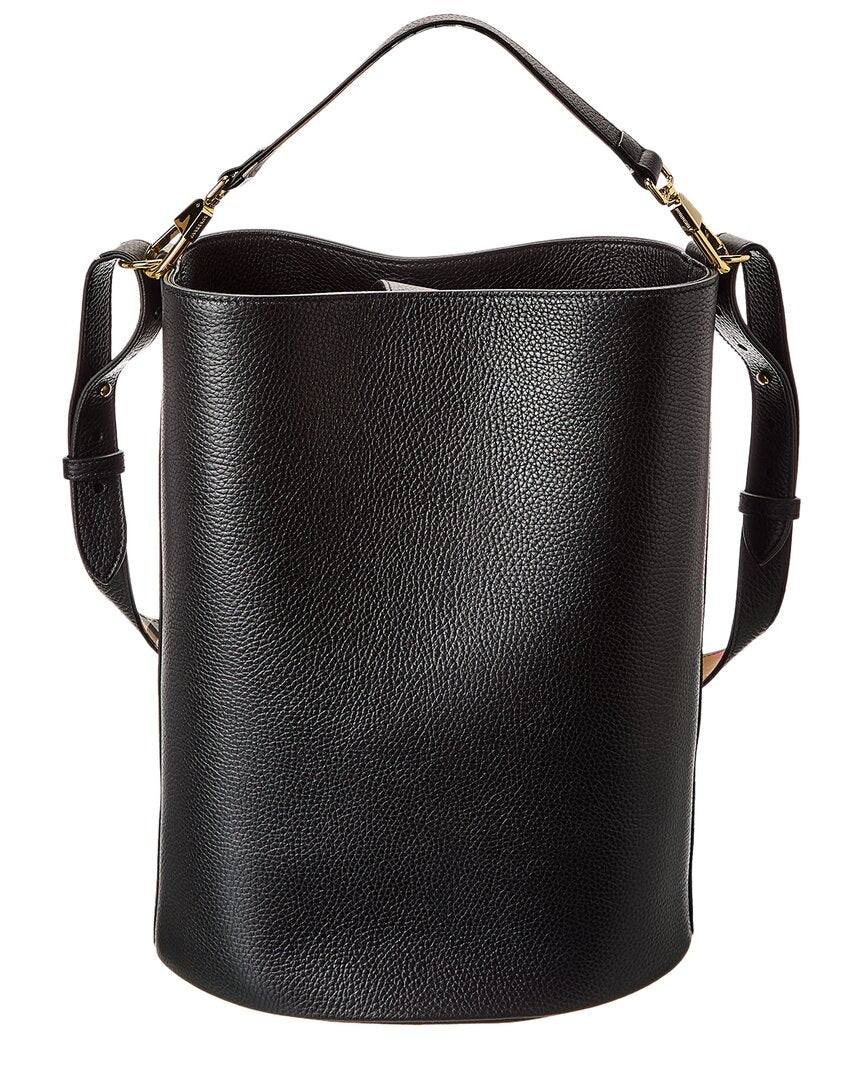 Burberry Logo Medium Leather Bucket Bag
