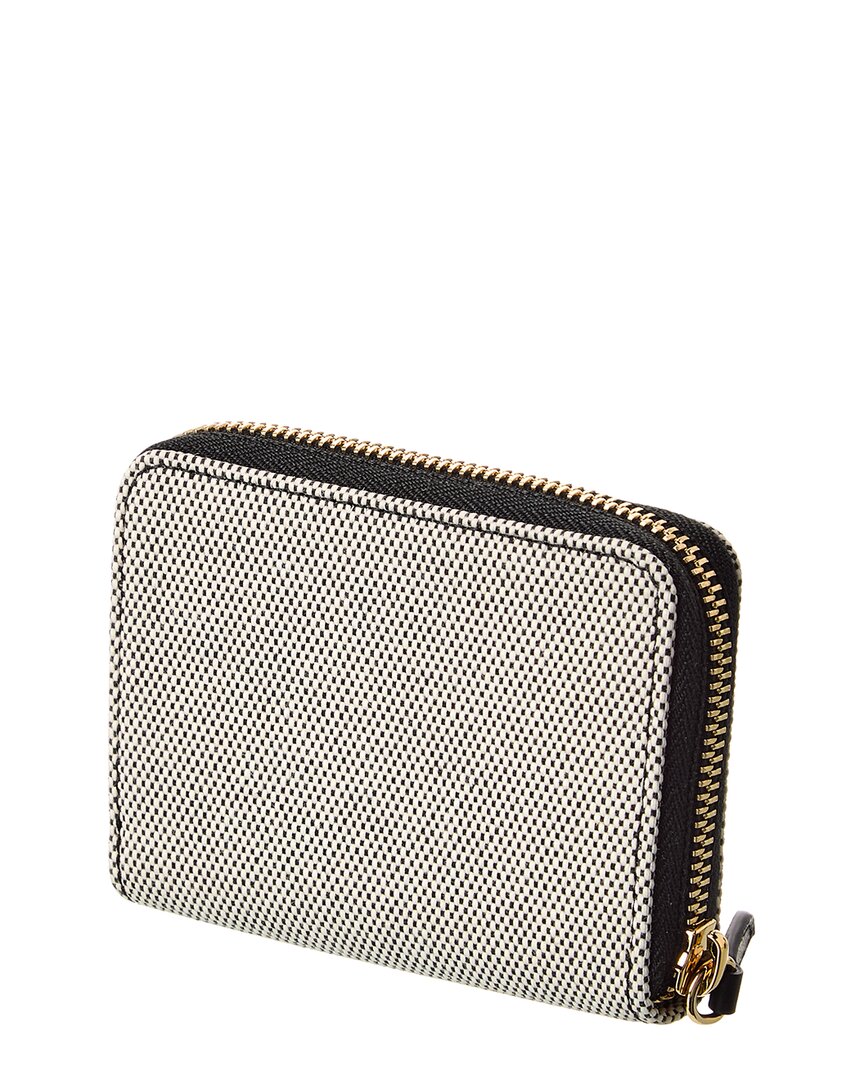 Burberry Logo Canvas & Leather Zip Around Wallet