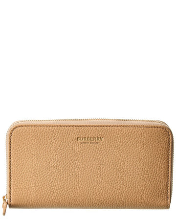 Burberry Logo Leather Zip Around Wallet