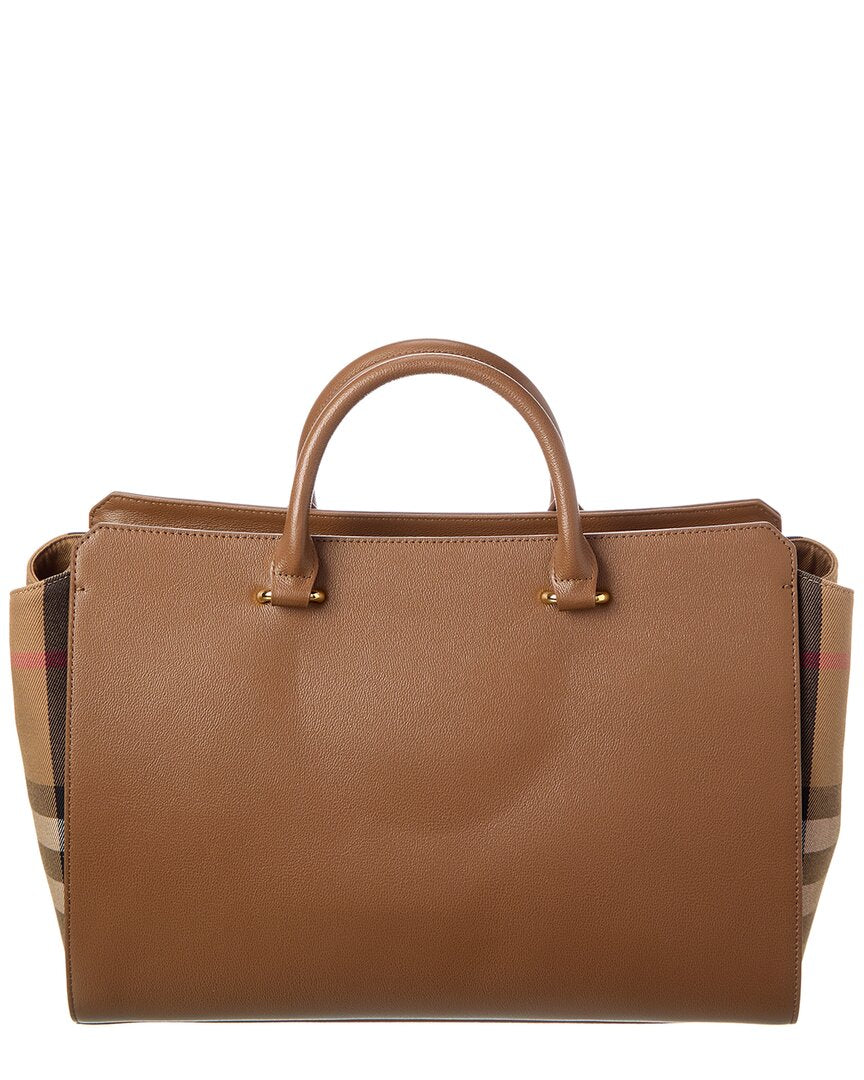 Burberry Banwell Medium Leather & Check Canvas Satchel