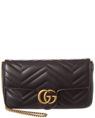 Gucci Gg Marmont Mini Leather Shoulder Bag, Black