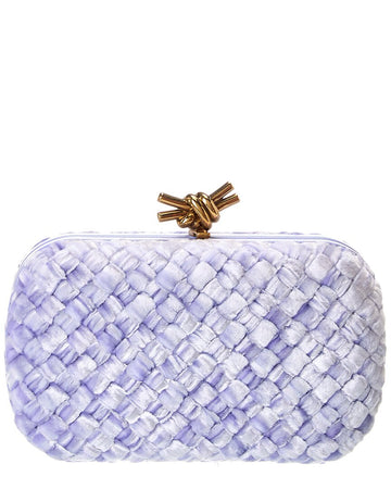 Bottega Veneta Knot Intrecciato Velvet & Leather Clutch