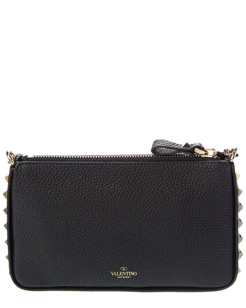 Valentino Rockstud Grainy Leather Wallet On Chain