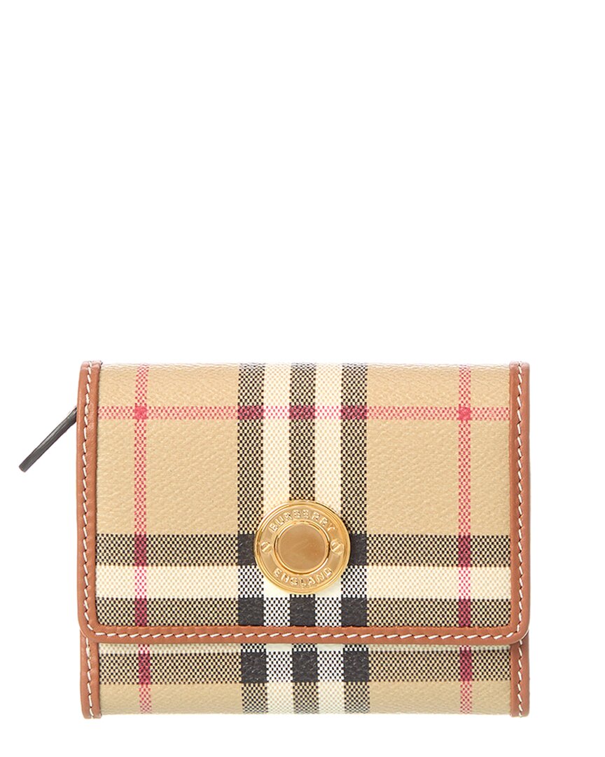 Burberry Check E-Canvas & Leather French Wallet