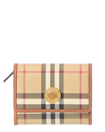 Burberry Check E-Canvas & Leather French Wallet
