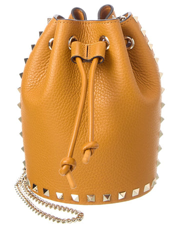 Valentino Rockstud Grainy Leather Bucket Bag