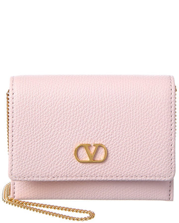 Valentino Vlogo Leather Card Holder