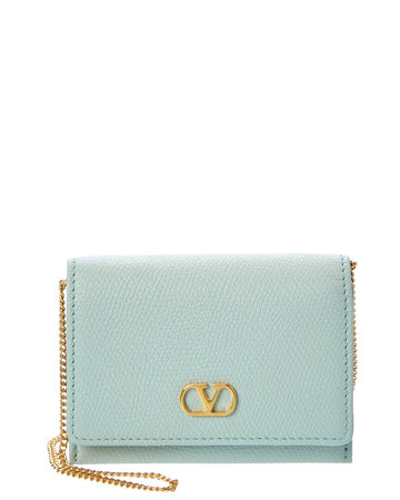 Valentino Vlogo Leather Card Holder