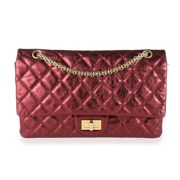 Top Quality Chanel Metallic Burgundy Quilted Calfskin Reissue 2.55 227 Double New Bag