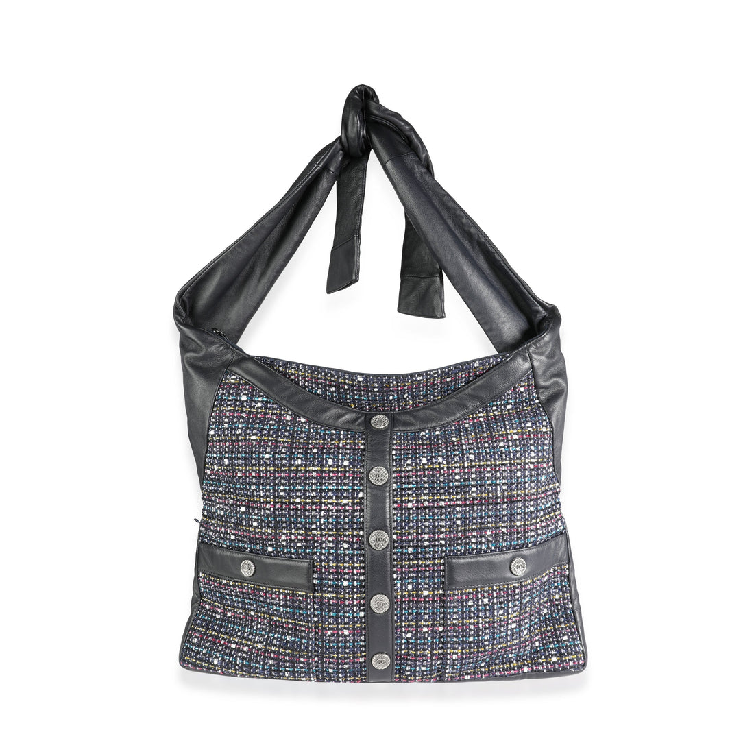 Top Quality Chanel Navy Lambskin & Multicolor Tweed Girl Bag