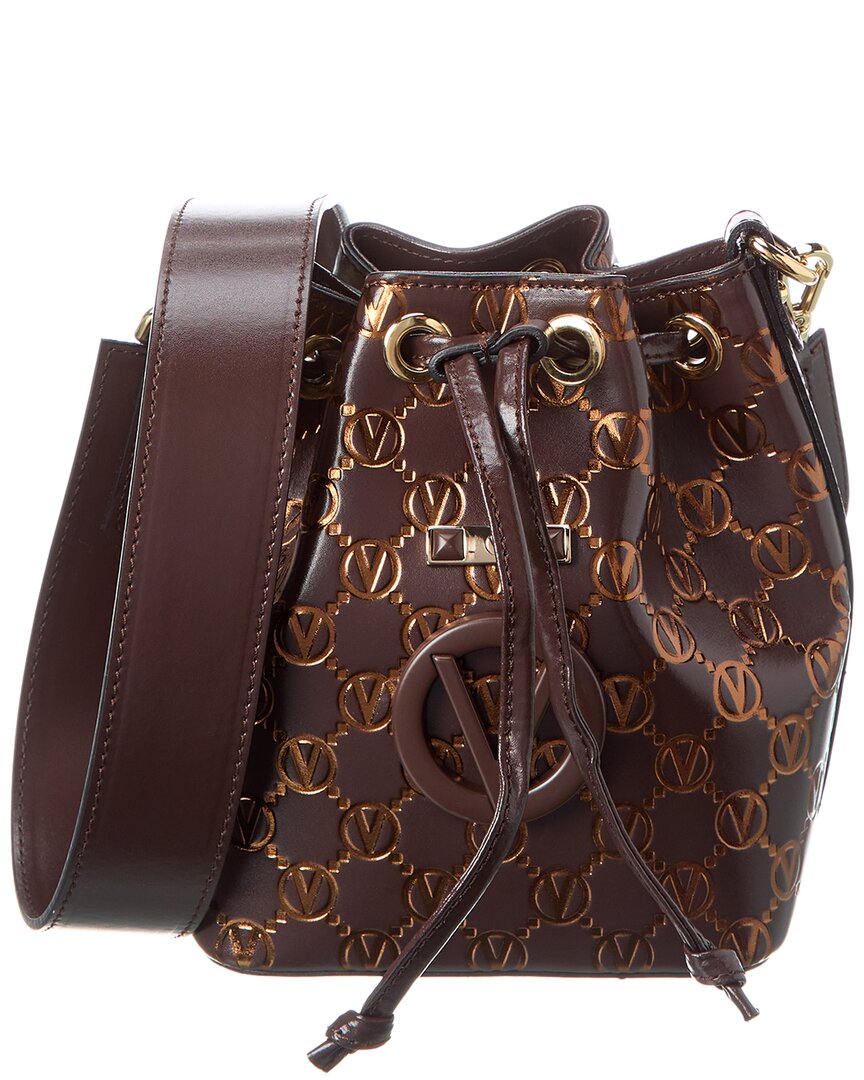 Valentino By Mario Valentino Jules Monogram Leather Bucket Bag