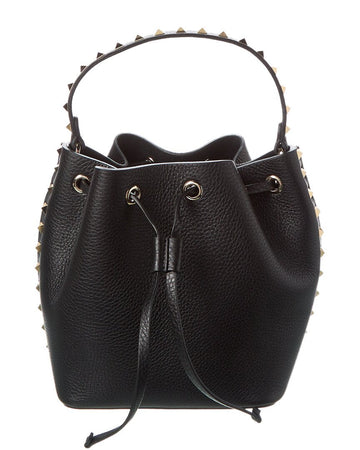 Valentino Rockstud Grainy Leather Bucket Bag