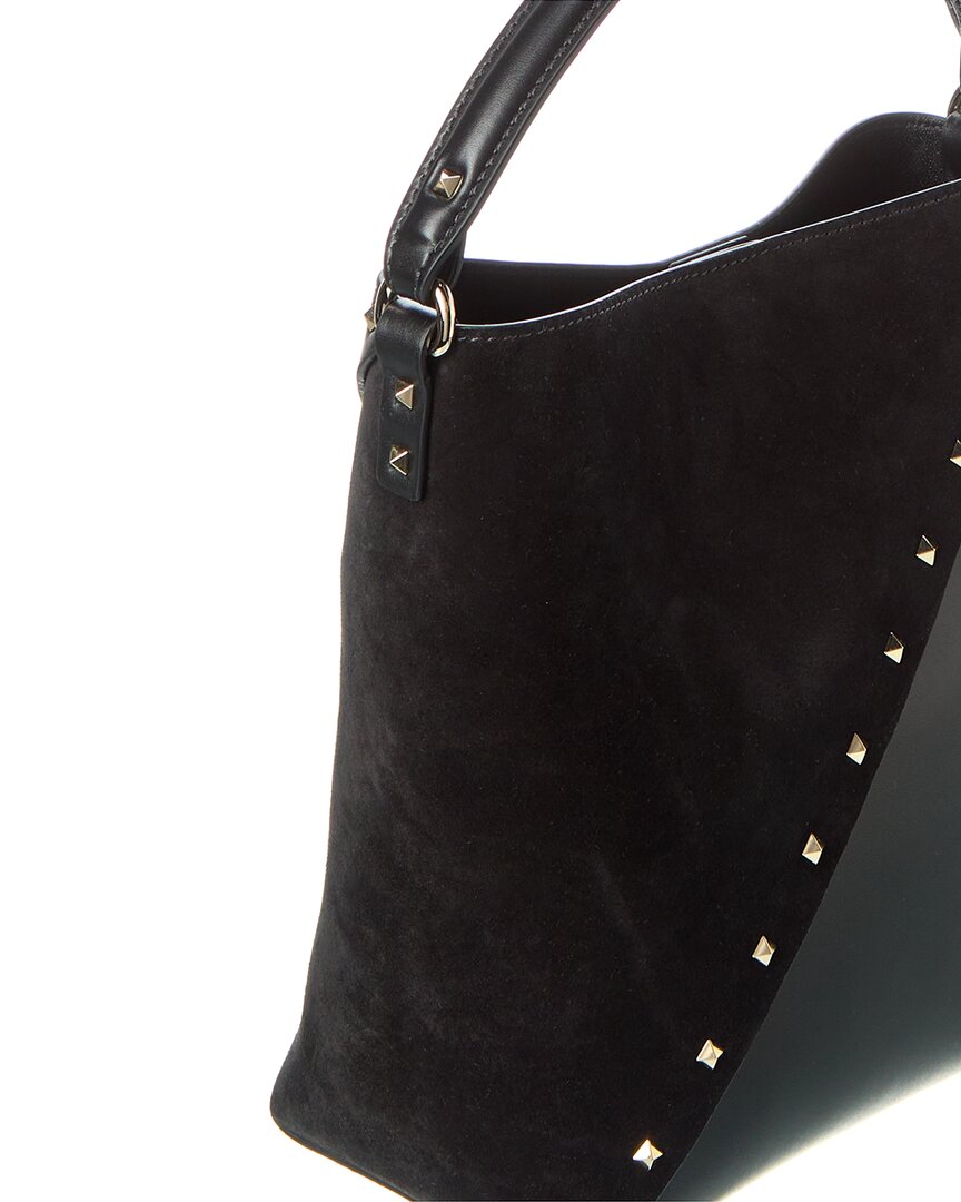 Valentino Rockstud Wispy Leather & Suede Bucket Bag