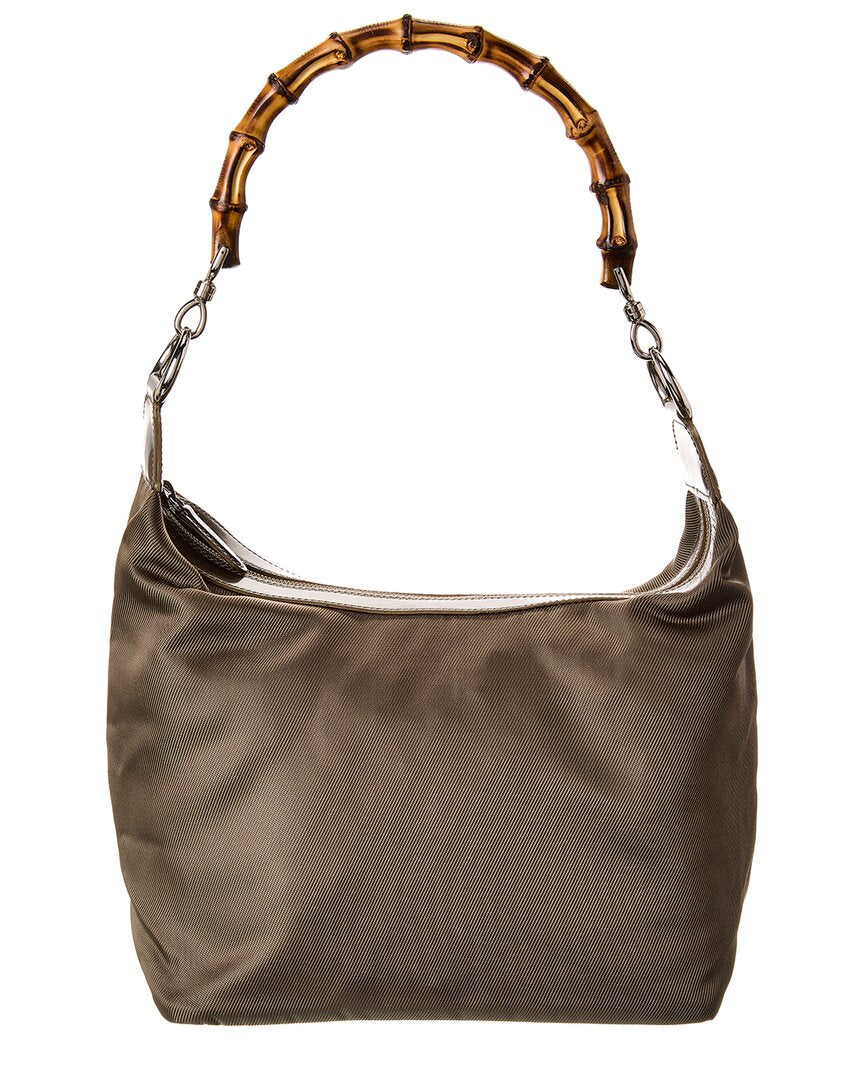 Gucci Olive Leather Bamboo Shoulder Bag ( )