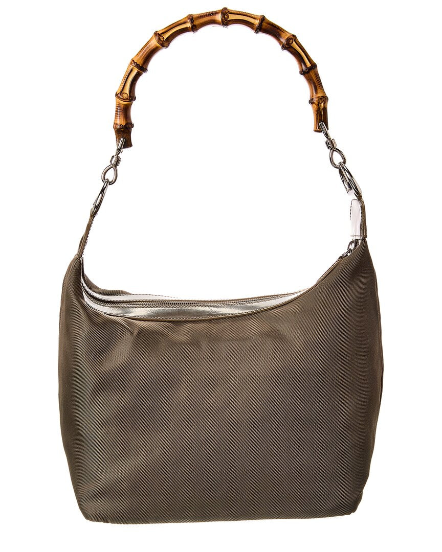 Gucci Olive Leather Bamboo Shoulder Bag ( )