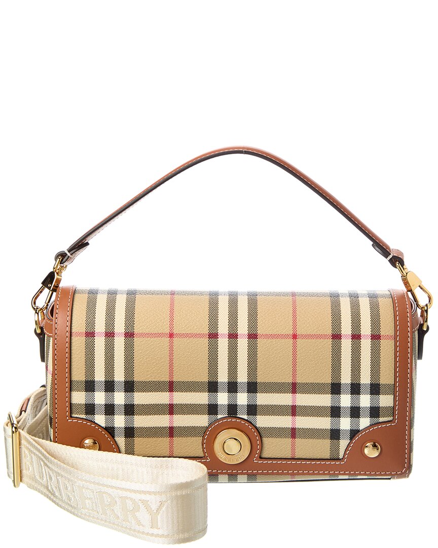 Burberry Check E-Canvas & Leather Shoulder Bag