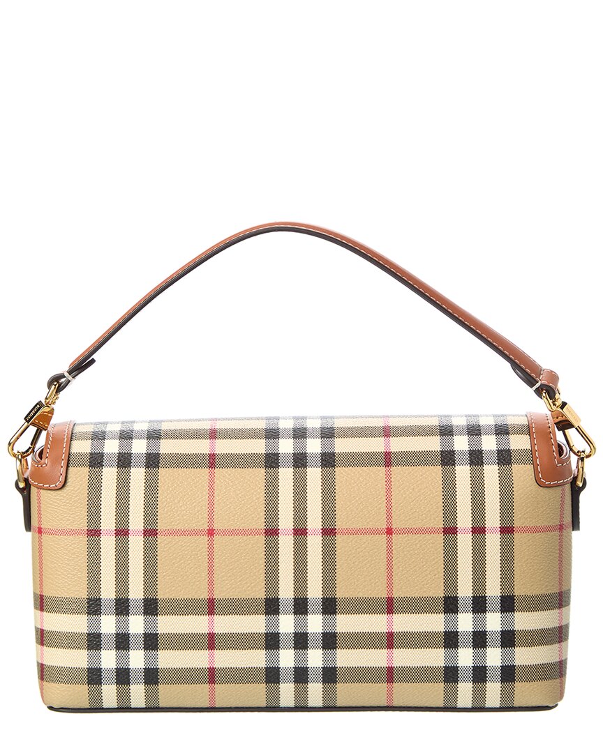 Burberry Check E-Canvas & Leather Shoulder Bag