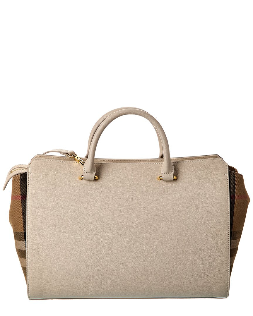 Burberry Banwell Medium Leather & Check Canvas Satchel