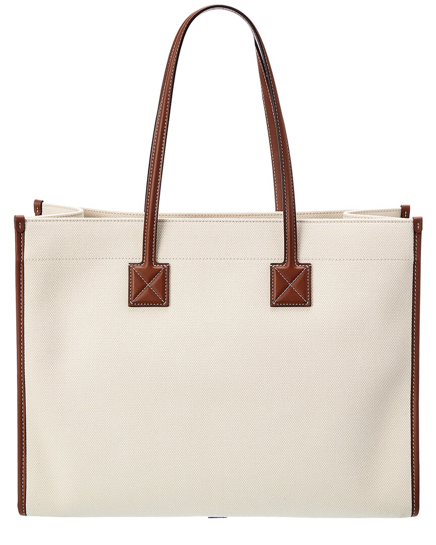 Burberry Medium Two-Tone Canvas & Leather Tote