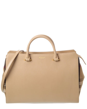 Burberry Banwell Medium Check Canvas & Leather Satchel