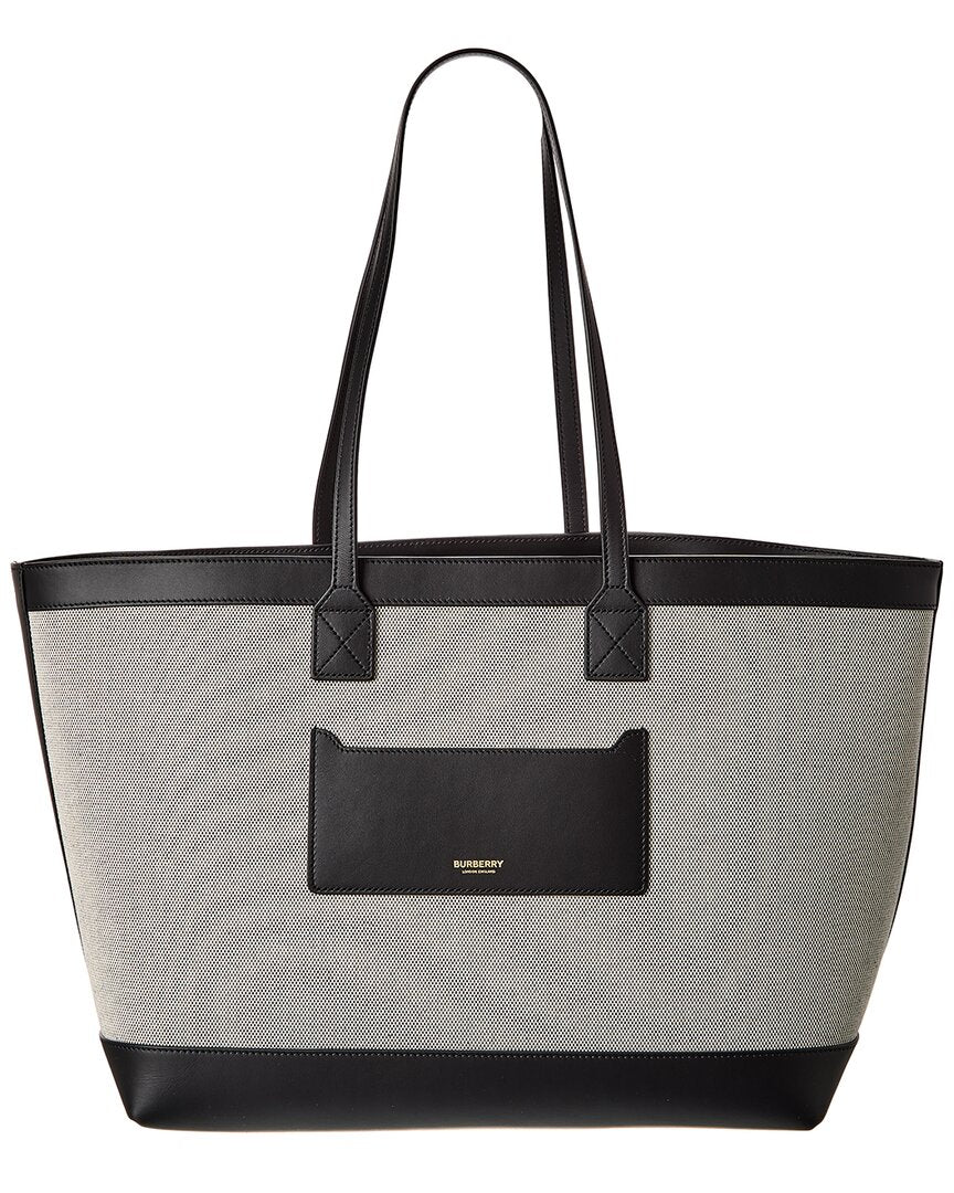 Burberry Logo Canvas & Leather Tote