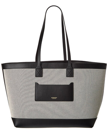Burberry Logo Canvas & Leather Tote