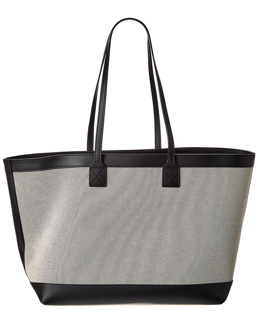 Burberry Logo Canvas & Leather Tote