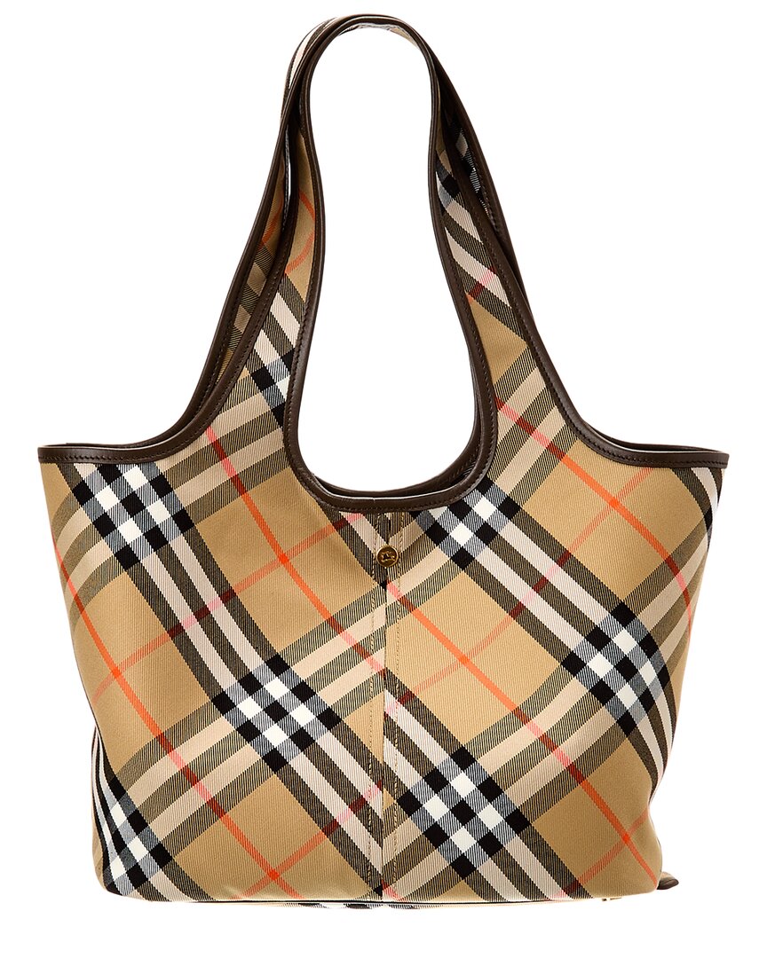Burberry Check Small Canvas & Leather Tote