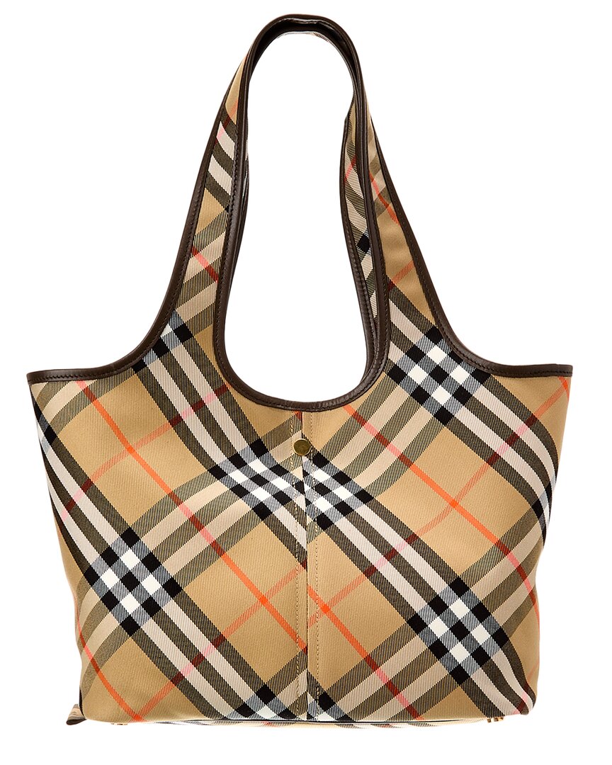Burberry Check Small Canvas & Leather Tote