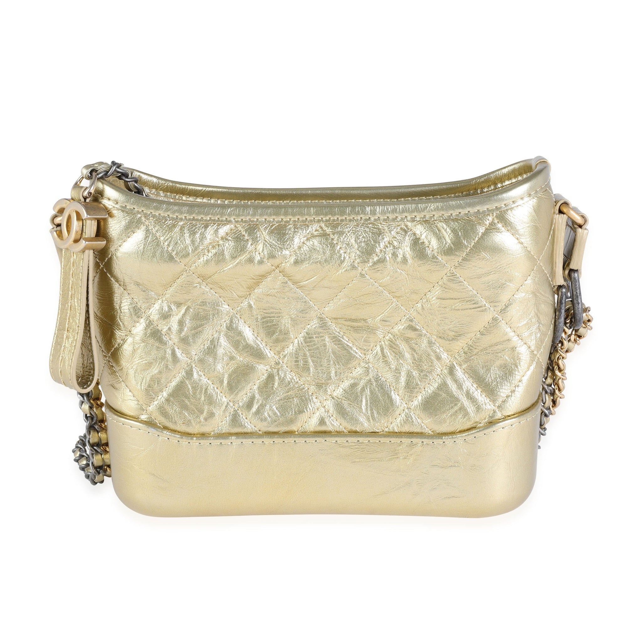 Top Quality Chanel Gold Quilted Calfskin Small Gabrielle Hobo