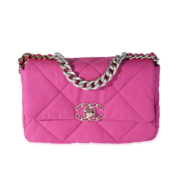 Top Quality Chanel Fuchsia Quilted Cotton Medium 19 New Bag