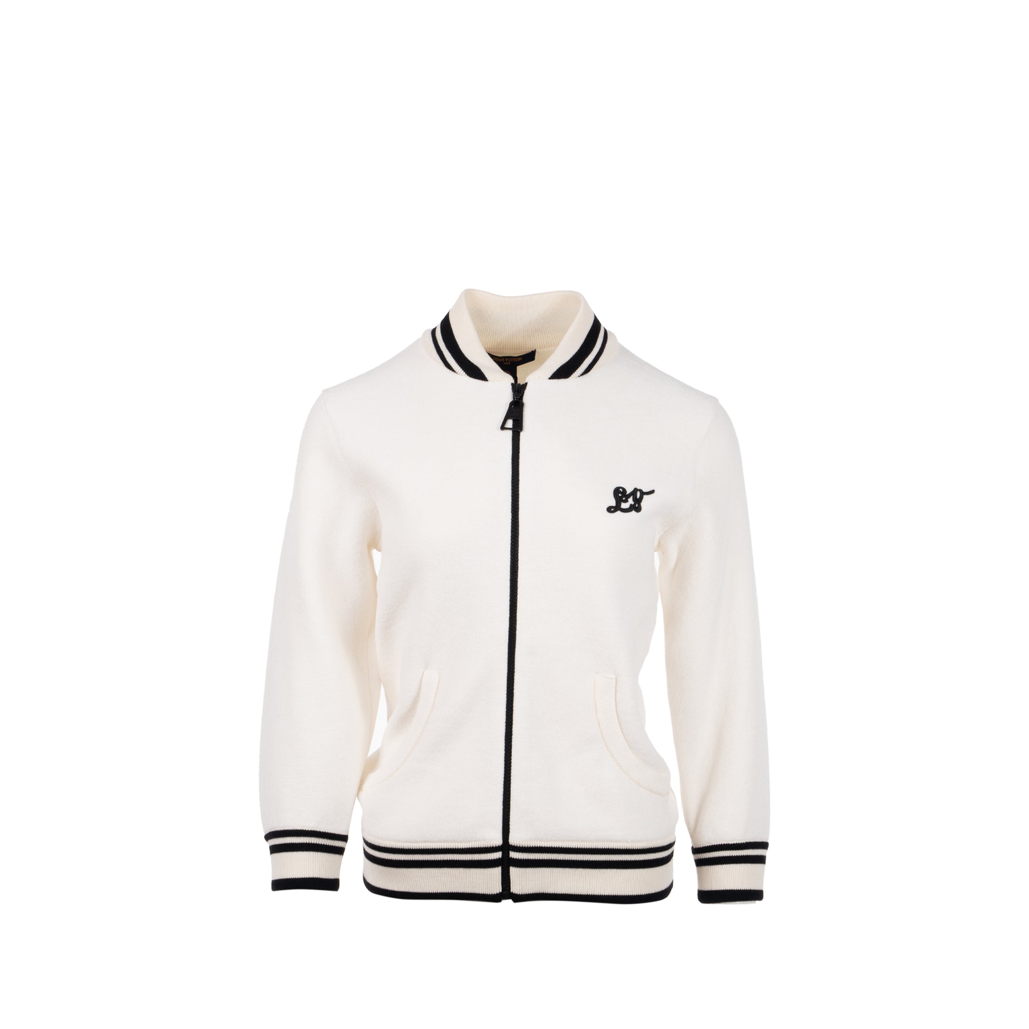 Louis Vuitton size XS Long-sleeved Zip jacket wool/ cotton White