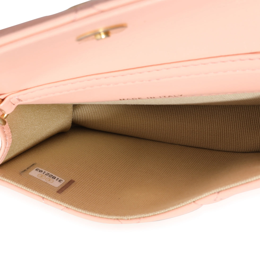 Top Quality Chanel Light Orange Quilted Lambskin Pearl Crush Clutch