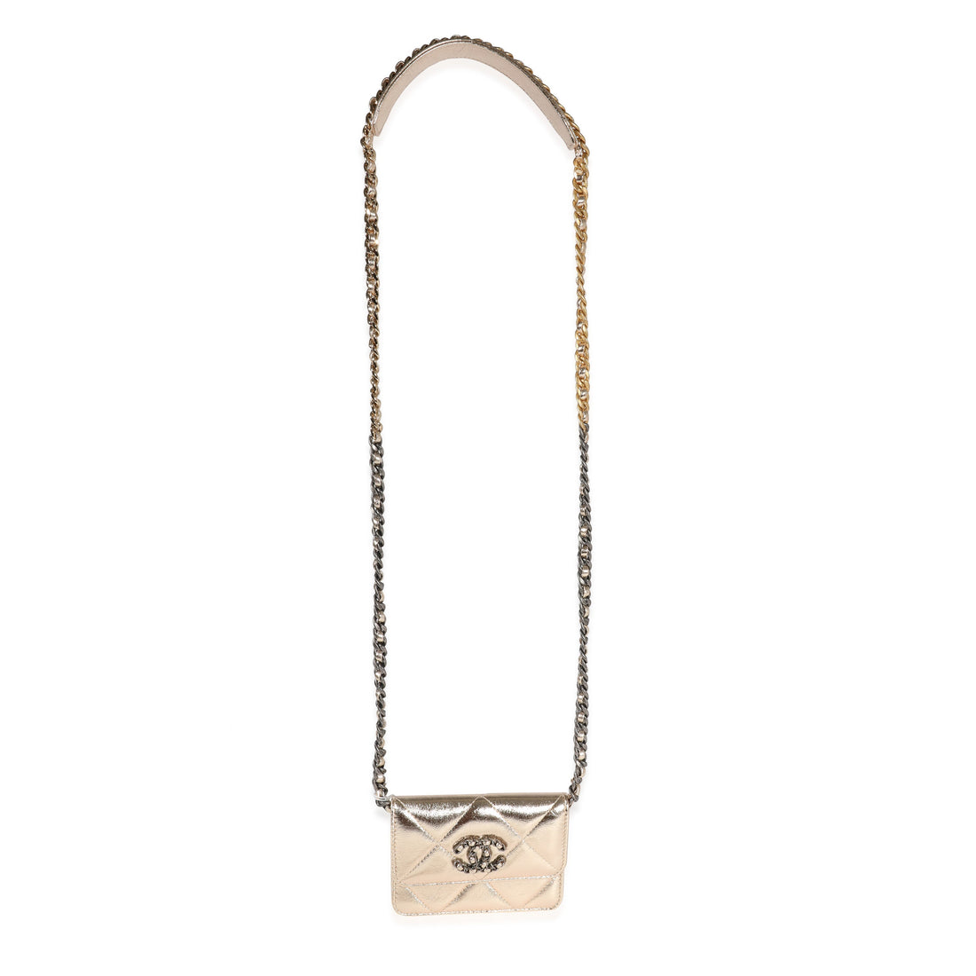 Top Quality Chanel Gold Quilted Lambskin  Coin Purse With Chain