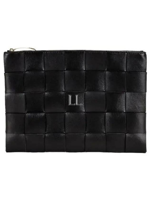 Bottega Veneta Cassette Intrecciato Medium Clutch Bag Black