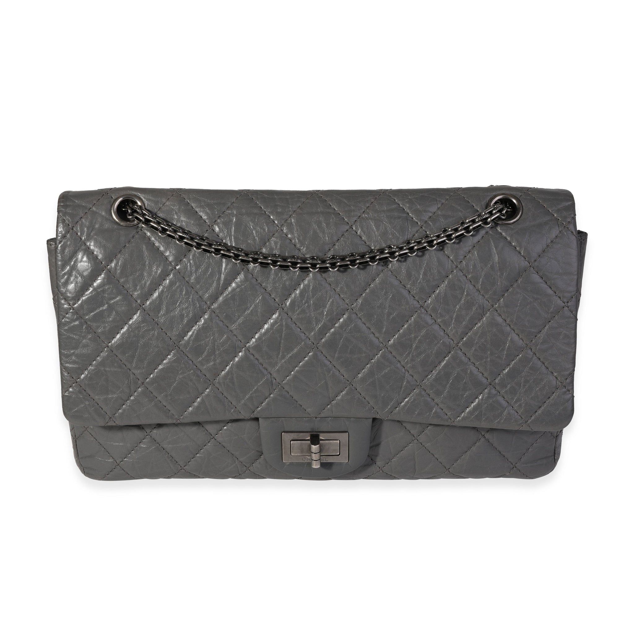Top Quality Chanel Gray Quilted Aged Calfskin Reissue 2.55 227 Double New Bag