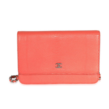 Top Quality Chanel Coral Lizard Wallet On Chain