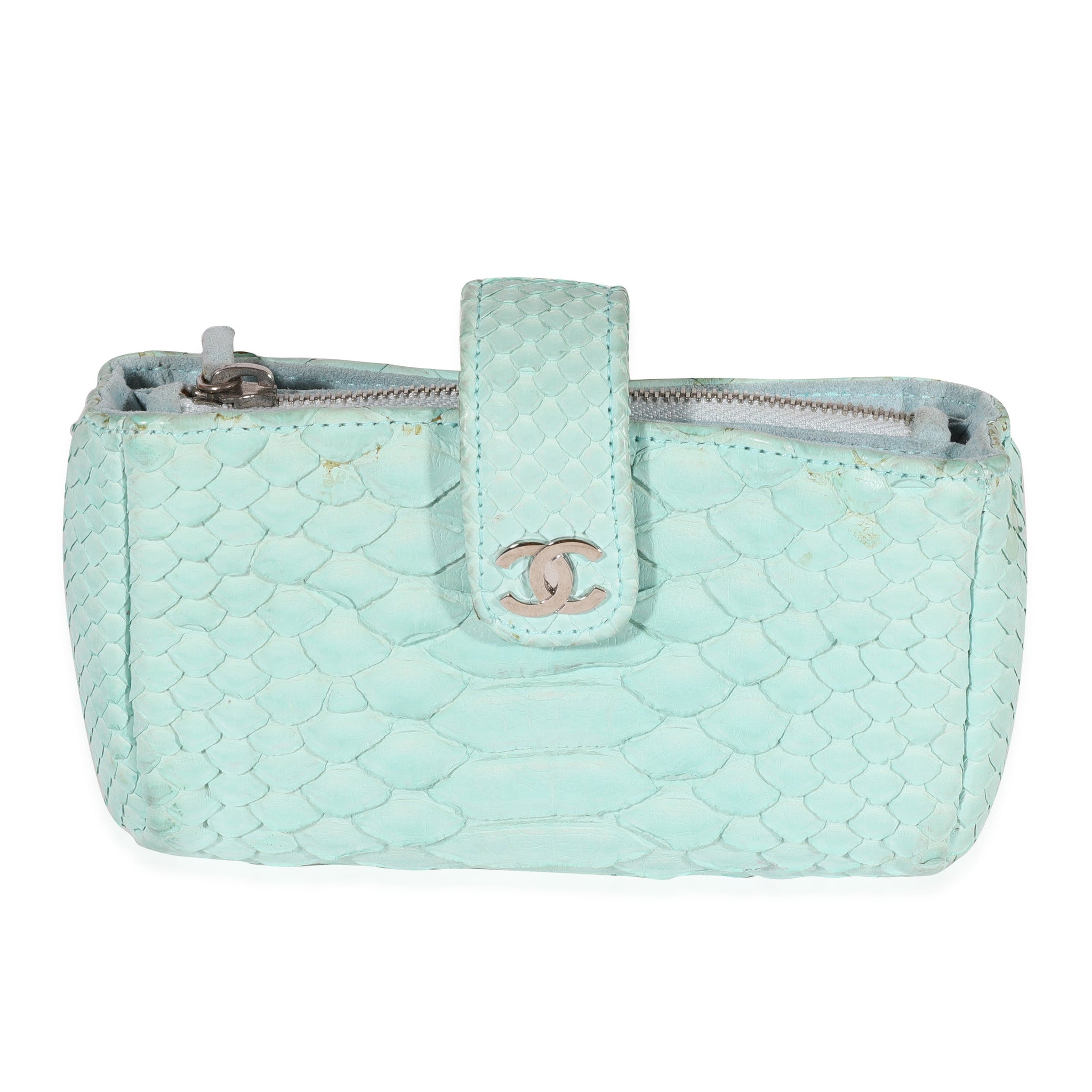 Top Quality Chanel Mint Python Mini Phone Holder Clutch