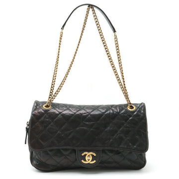 Chanel Caviar Skin Matelasse Coco Mark Chain Shoulder Bag Leather Black