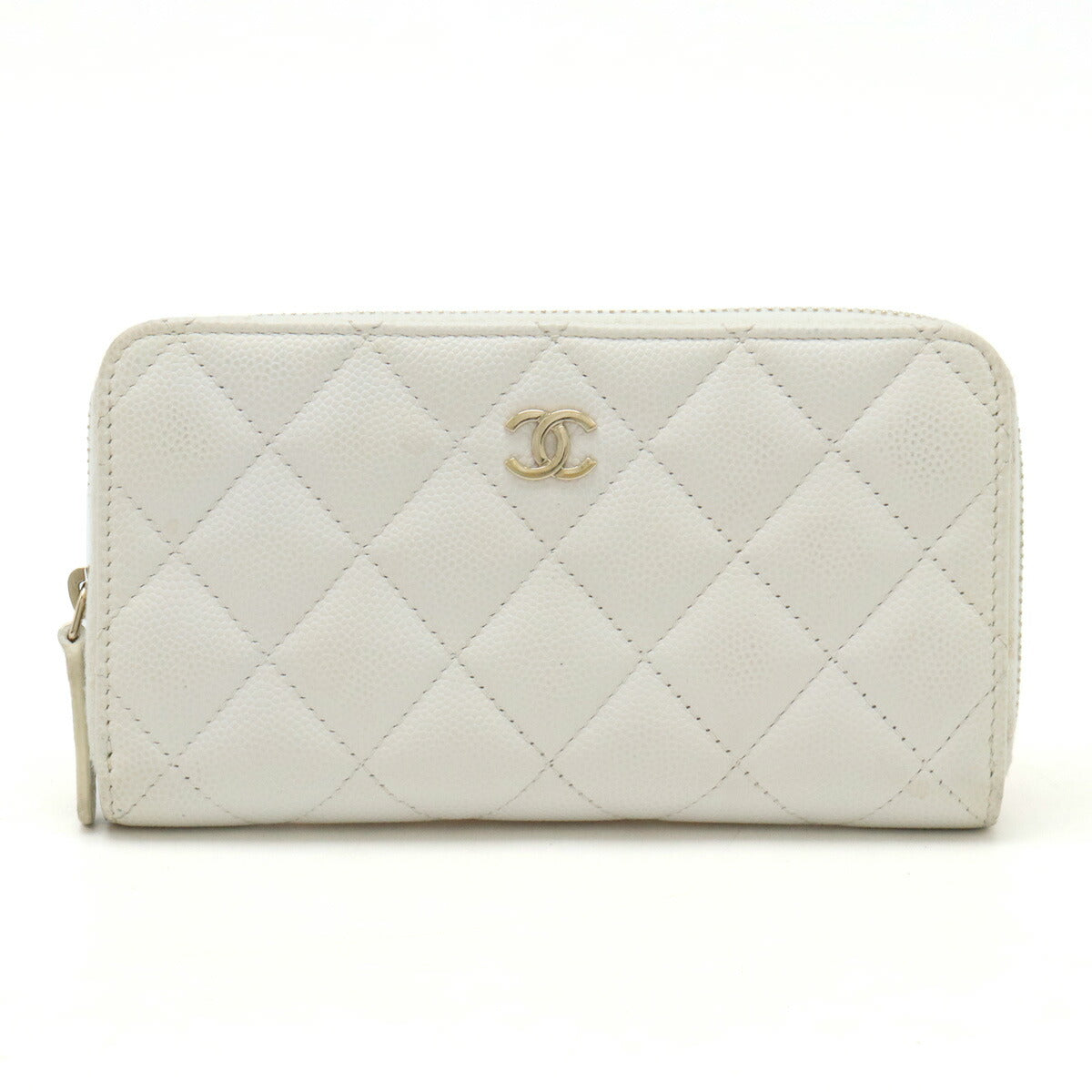 Chanel Caviar Skin Matelasse Coco Mark Small Zip Wallet AP0226