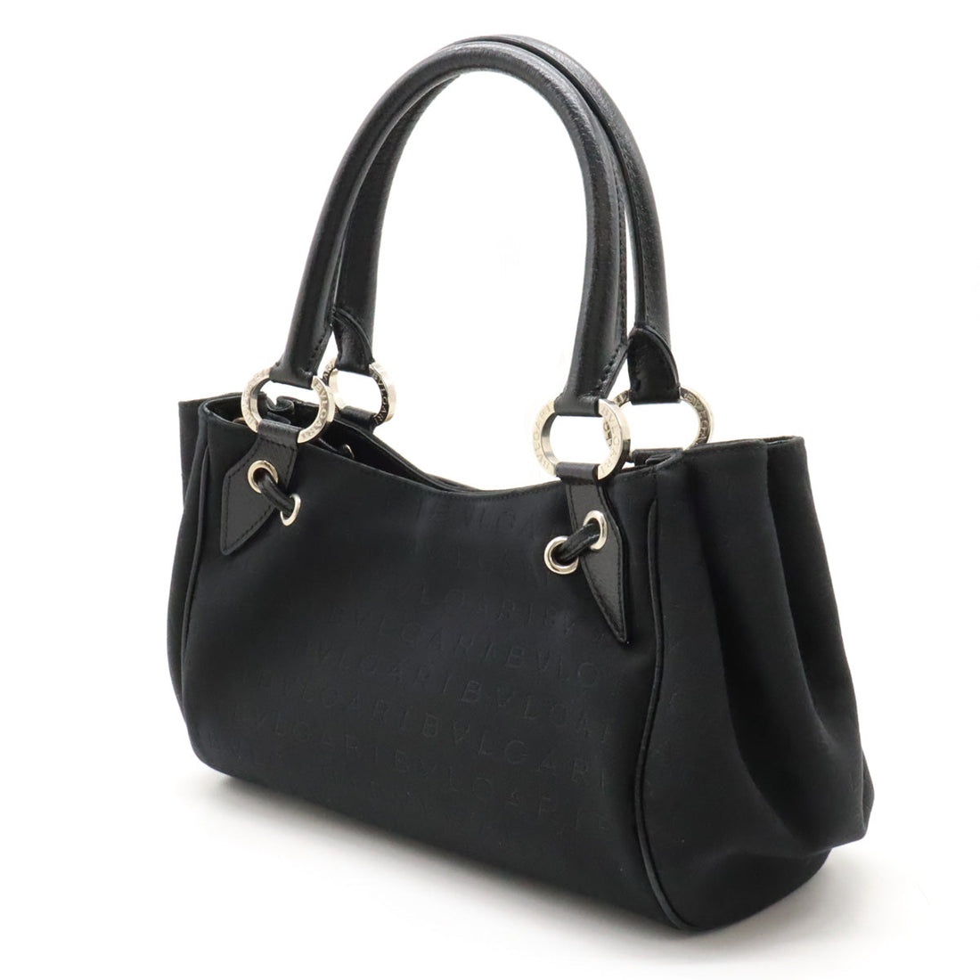 Bvlgari Logo Mania Handbag Black Leather