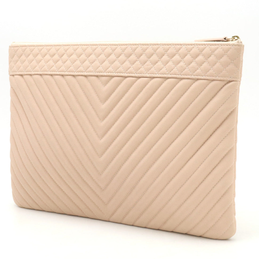 Chanel Caviar Skin Chevron V Stitch Coco Mark Clutch Bag A69251