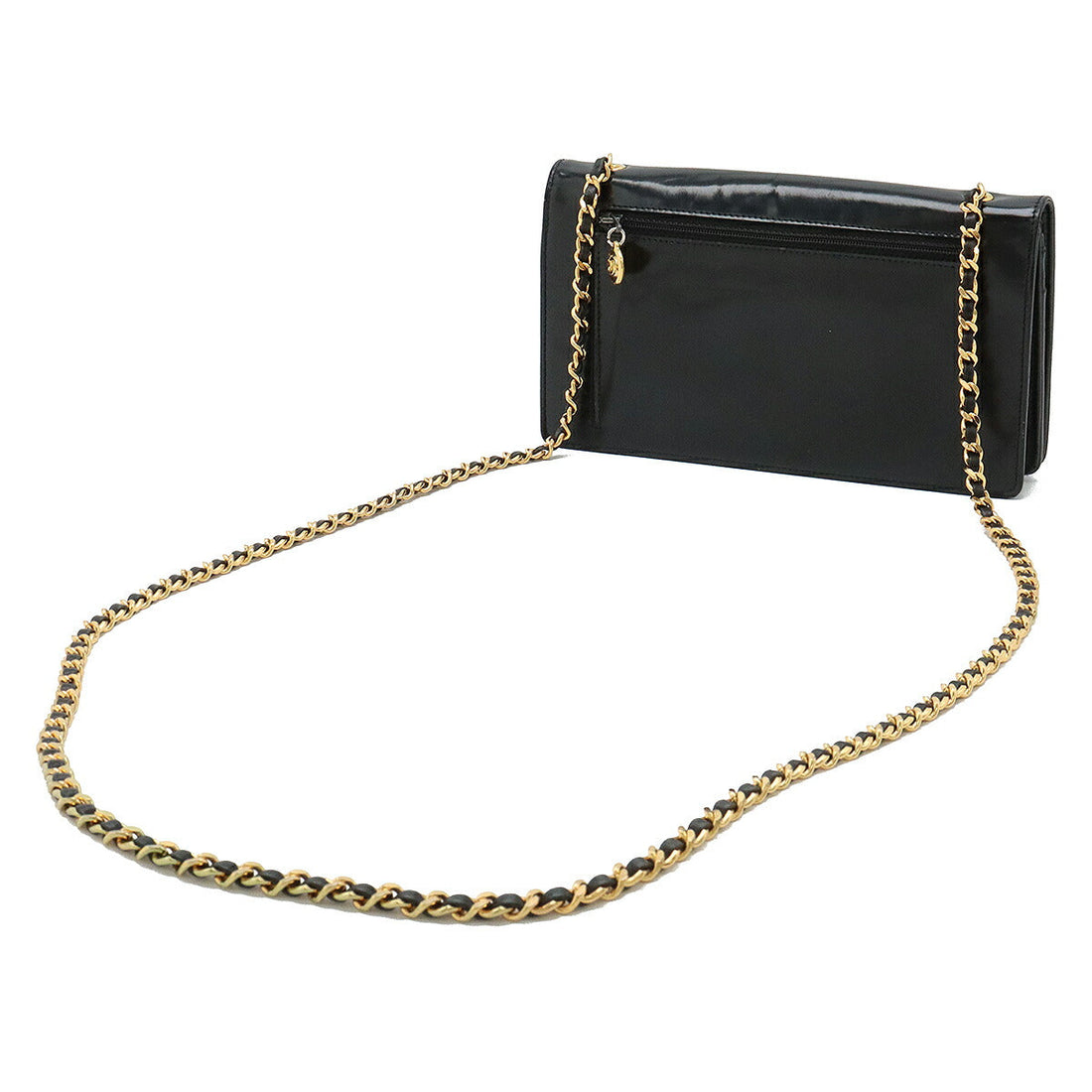 Chanel Coco Mark Patent Leather Chain Wallet Shoulder Bag